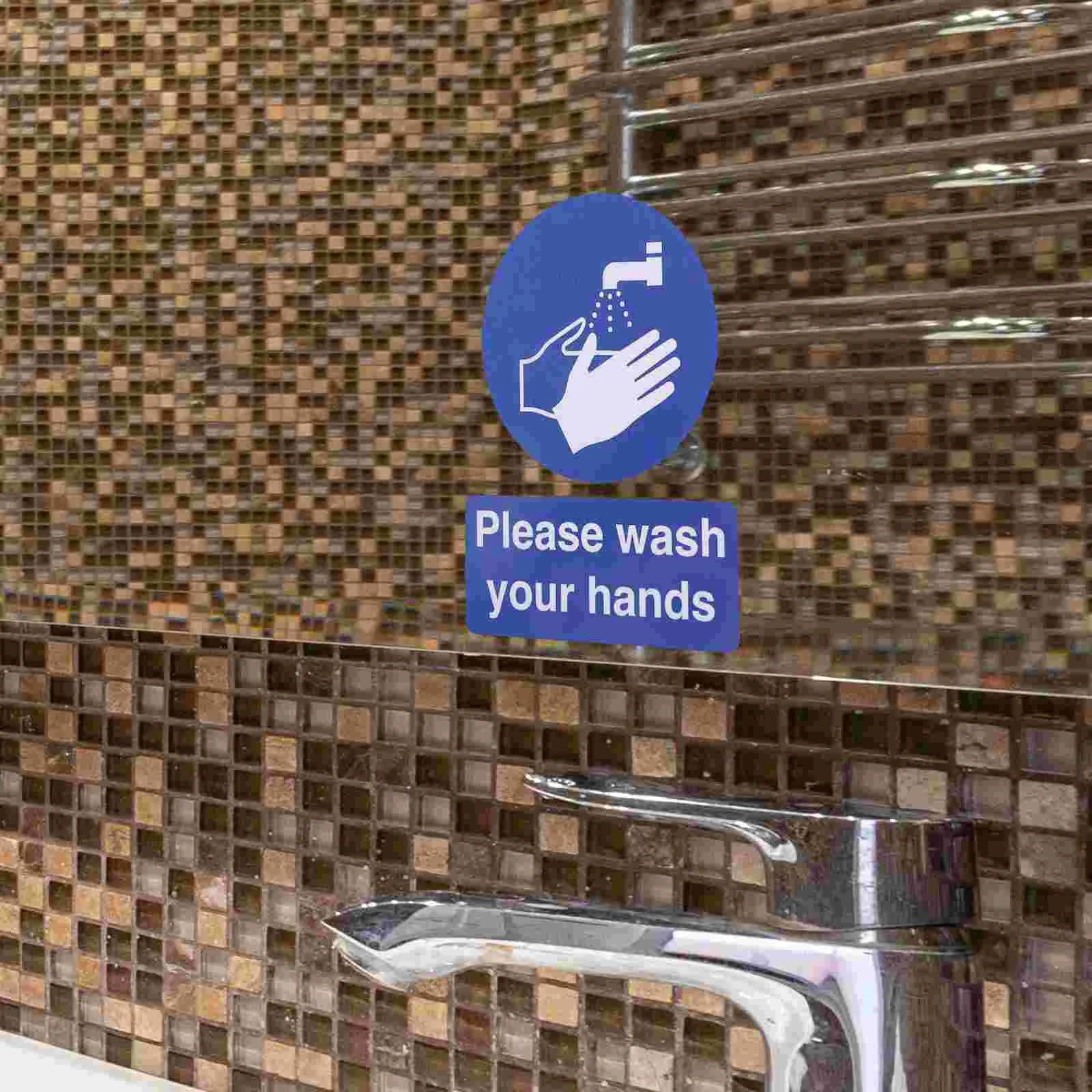 Please Wash Your Hands Sign Stickers Bathroom Decor Washing Protection Signs Dark Masking