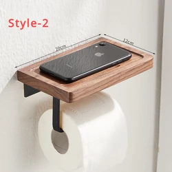 Metal Wood Toilet Tissue Roll Holders, Wall Mount with Self Screw for Small Items,Tissue Holder for Bathroom, Kitchen, Bedroom