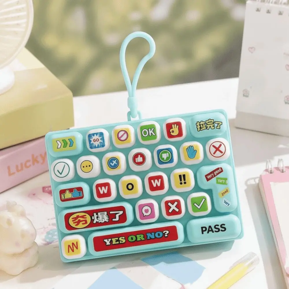26 Keys Layout Keyboard Fidget Mechanical Switch Cute Cartoon Backpack Key Chain Pendant Mini Size Portable