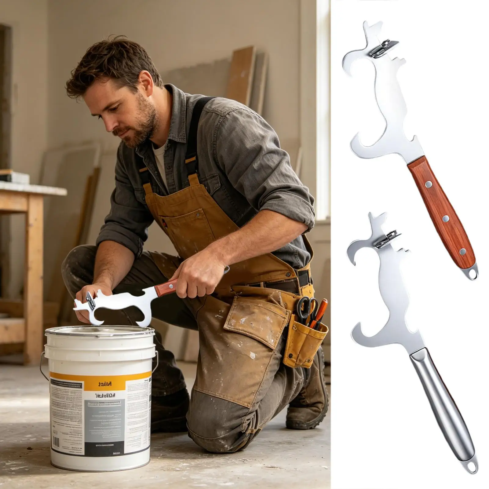 Paint Bucket Opener Tool Portable Heavy Duty Manual Wrench Paint Can Opener With Non-Slip Handle For Industrial Bucket Home
