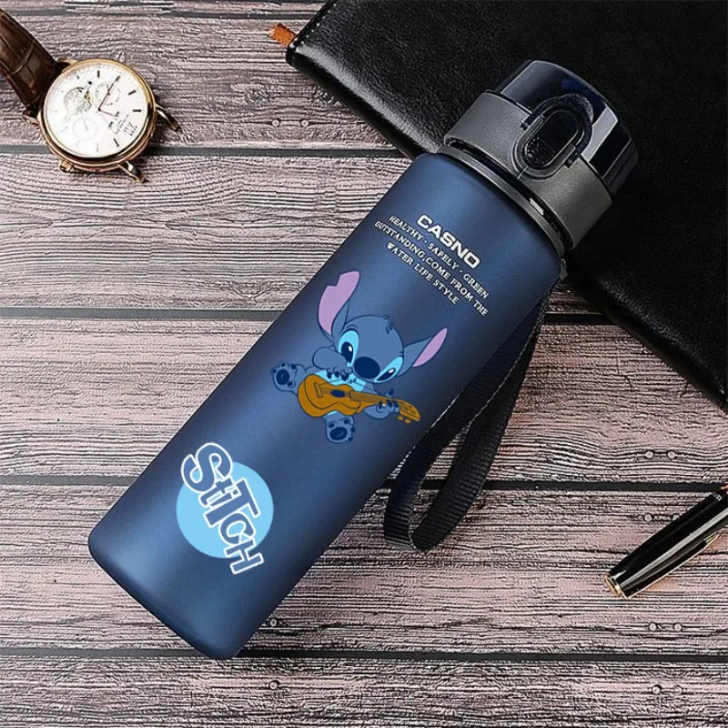 560ml Stitch Fitness Large Capacity Sports Portable Cup Drop-Proof and Portable Plastic Water Bottle Kettle Cartoon Child Gift