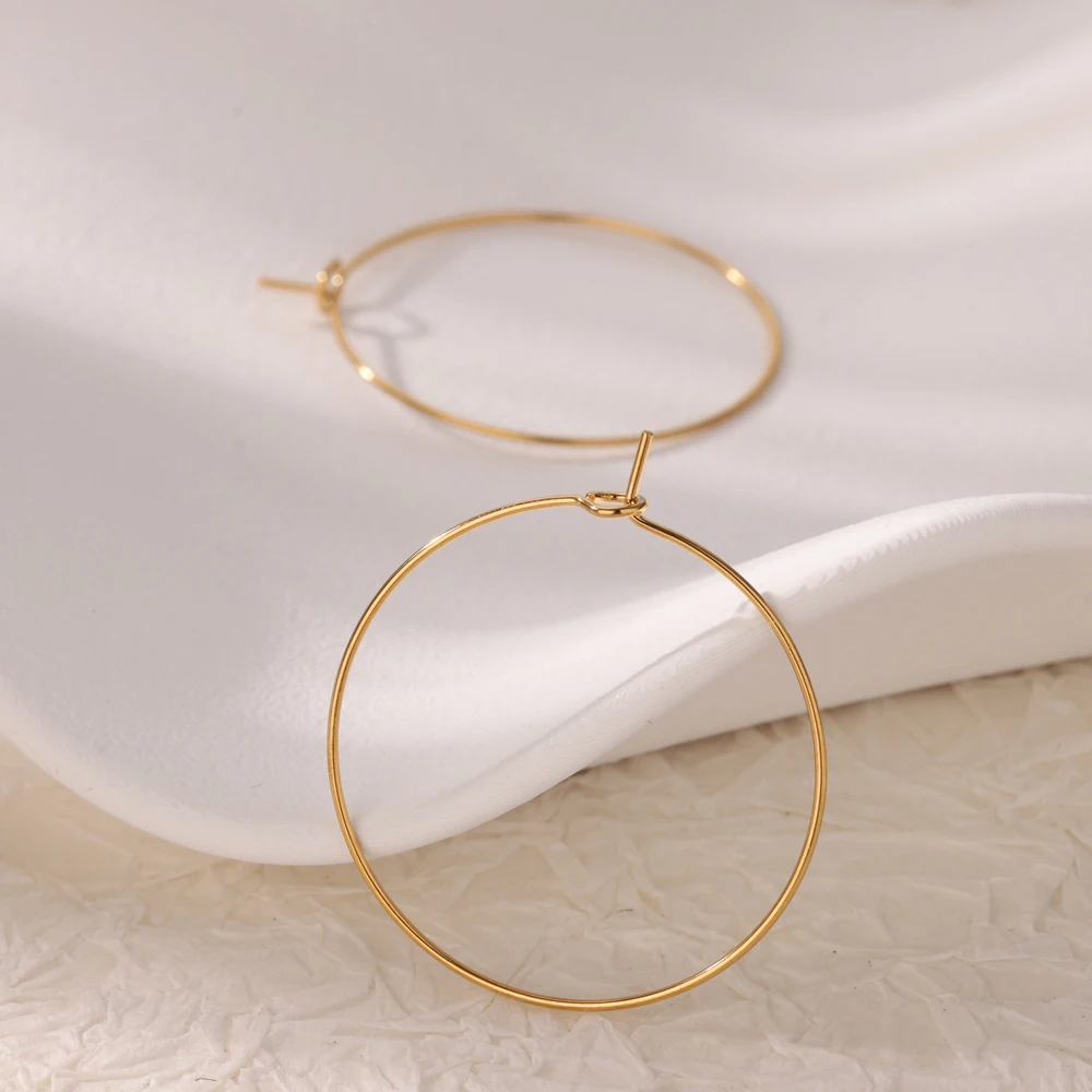 Minimalist Gold Color Hoop Earrings for Women Stainless Steel Earrings Plain Simple Ear Jewelry Christmas Gift Freeshipping Item