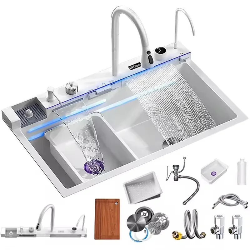 Whale Feiyu Kitchen Sink Large Single Sink Vegetable Basin Household Nano Multifunctional Digital Display Stainless Steel Sink