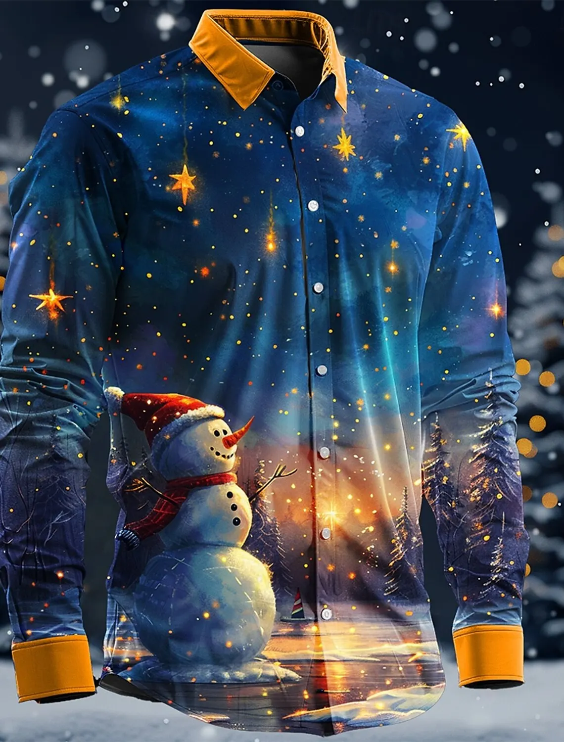 Weihnachten Santa Claus künstlerische lässige Männer Button-up-Shirt Langarm Party Abend täglich 3d gedruckt Hemd Kragen Polyester