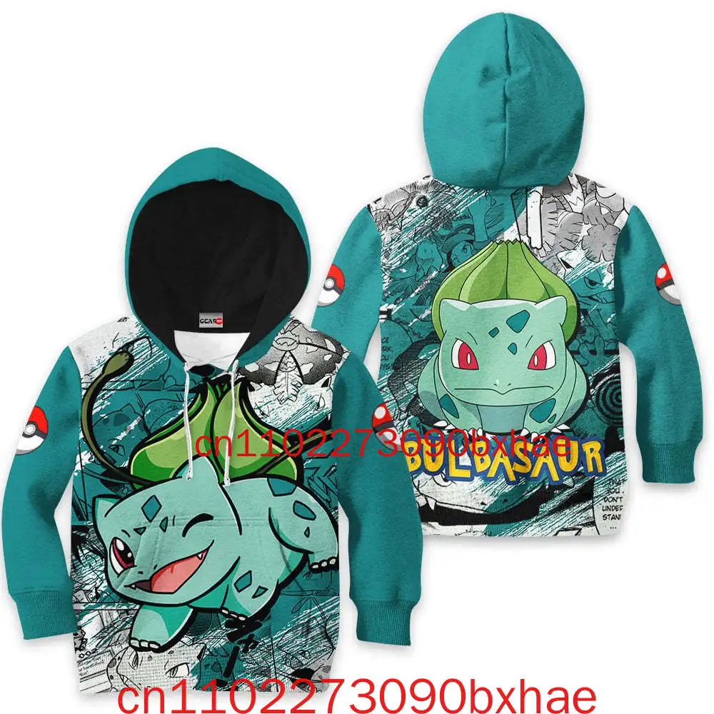 新しいポケモンフシギダネ子供用パーカー-3d-プリントクリスマスコスプレ衣装かわいいファッション男の子と女の子ジッパーパーカー