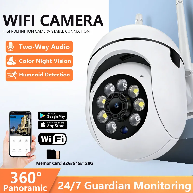 8MP Wifi IP Wireless Security Surveillance PTZ Camera 4X Zoom Cameras Tracking Two-way Audio HD Night Color Cam
