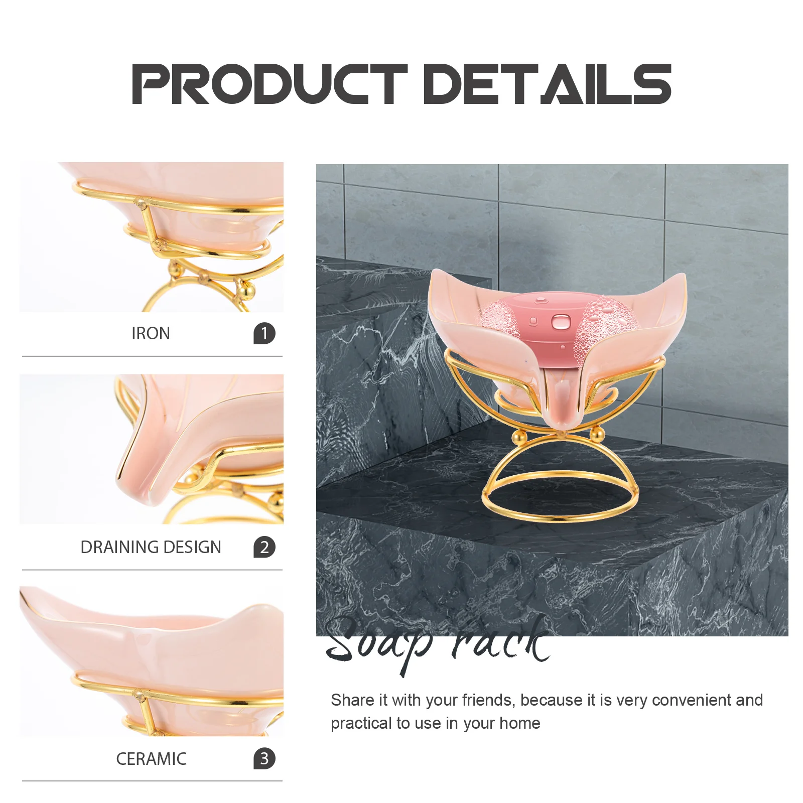 

Soap Dish with Drain Mermaid Tail Stand Drainage Holder for Bathroom Sink Draining