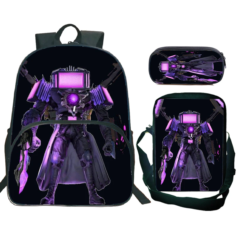 

Skibidi Toilet Child School Backpack With Shoulder Bag Pencil Bags Student Bookbag Titan TV School Bags for Boys Girls Best Gift