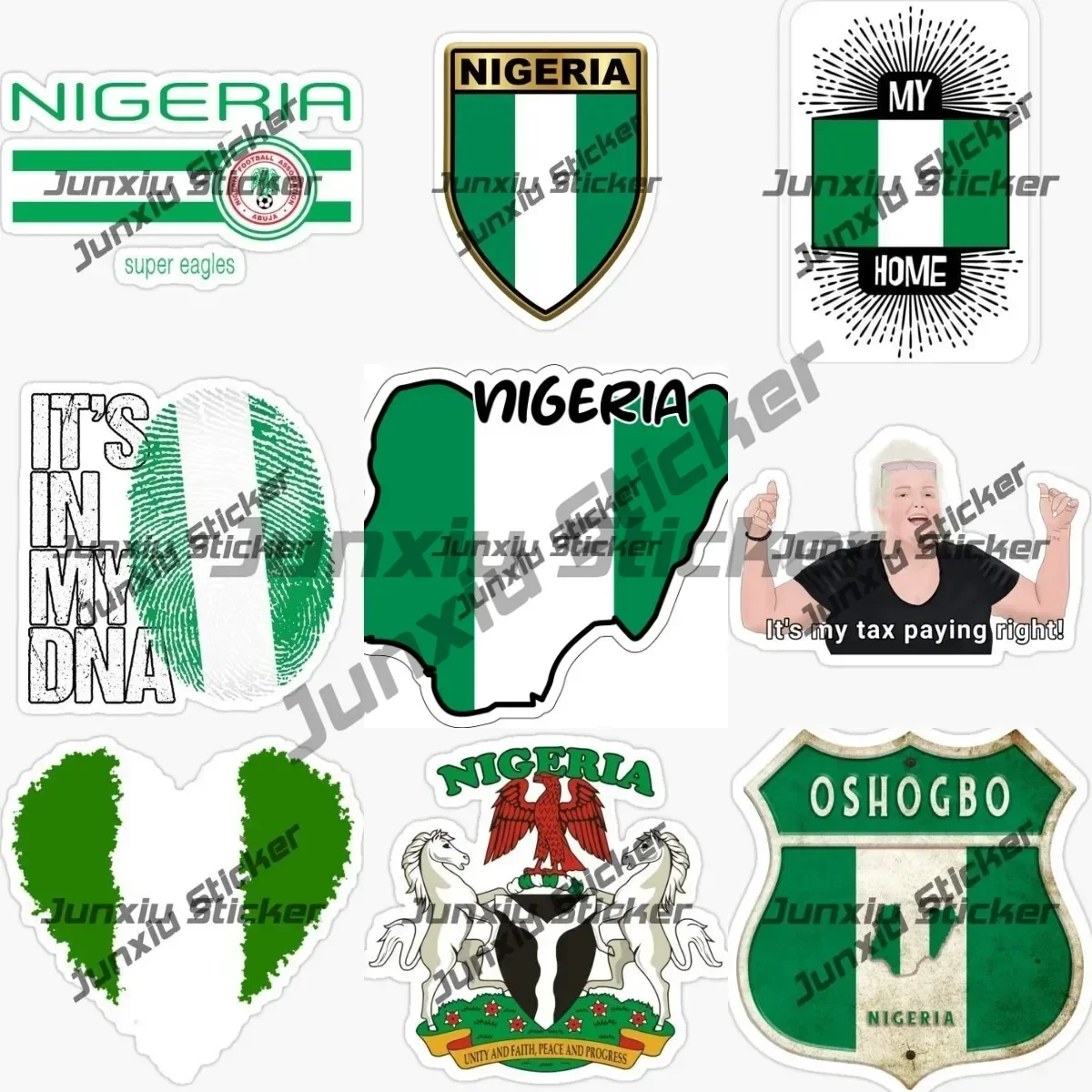 

Nigeria Map Flag Decal Oshogbo Nigerian Coat of Arms Design Sticker Nigerian Flag Gift Africa Niger Stickers Heart Decor for Car