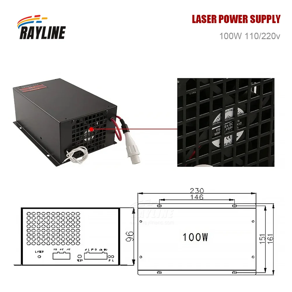 100W CO2 Laser Power Supply 110V/220V With LCD Display Optional For CO2 Cutting And Engraving Machine Glass Tube Wood Leather