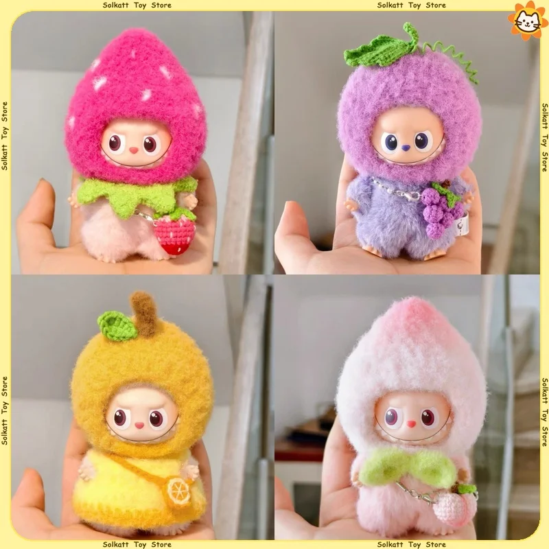 

Only Clothes For Mini Labubu Dolls Sweet Fruit Series Cute Strawberry Grape Headgear Bags Trendy Toy Handmade 10cm Outfit Change