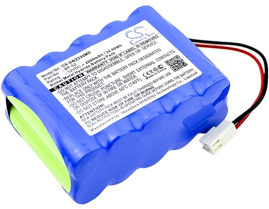 CameronSino Battery for Top Corporation Top-5300/3300 fits Smiths BP-53 Medical Replacement battery 2000mAh/24.00Wh 12.00V Ni-MH