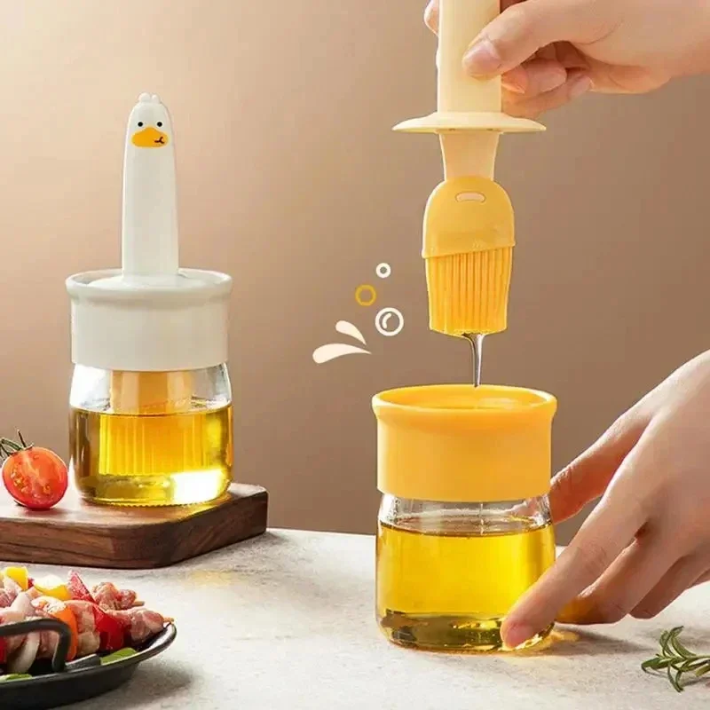 Oil Dispenser with Brush for Bbq Oil Brush Dispenser for Cooking Baking Pancake Portable Bbq Oil High-Temperature Resistance