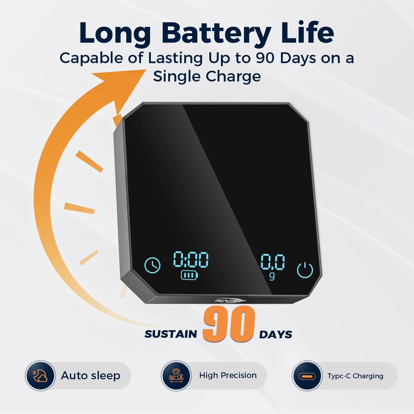 IKAPE Rechargeable Mini Coffee Scale with Timer Portable Mirror Scale 2kg/0.1g Accurate Scale For Espresso&Pour-Over Coffee