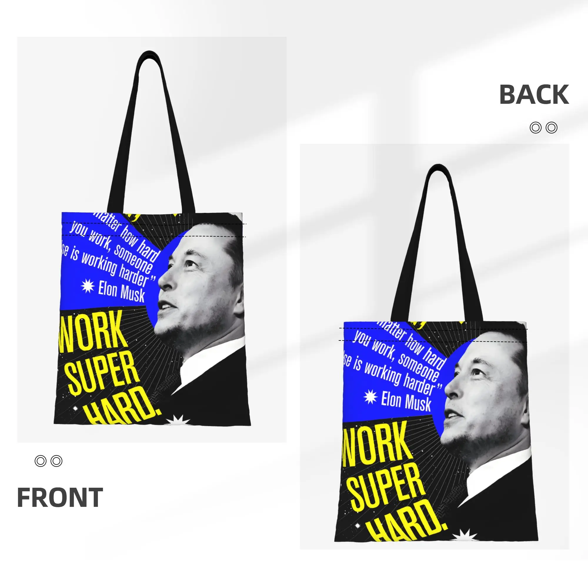1PC Large Capacity Big Thinker Musks Space Dreamer Canvas Tote Bag Foldable Chic Pattern No Closed Design