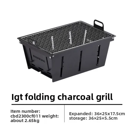 Blackdog IGT inklapbare barbecue op houtskool, IGT inklapbare tafel met verstelbare hoogte – ideaal voor familiecamping in de buitenlucht.