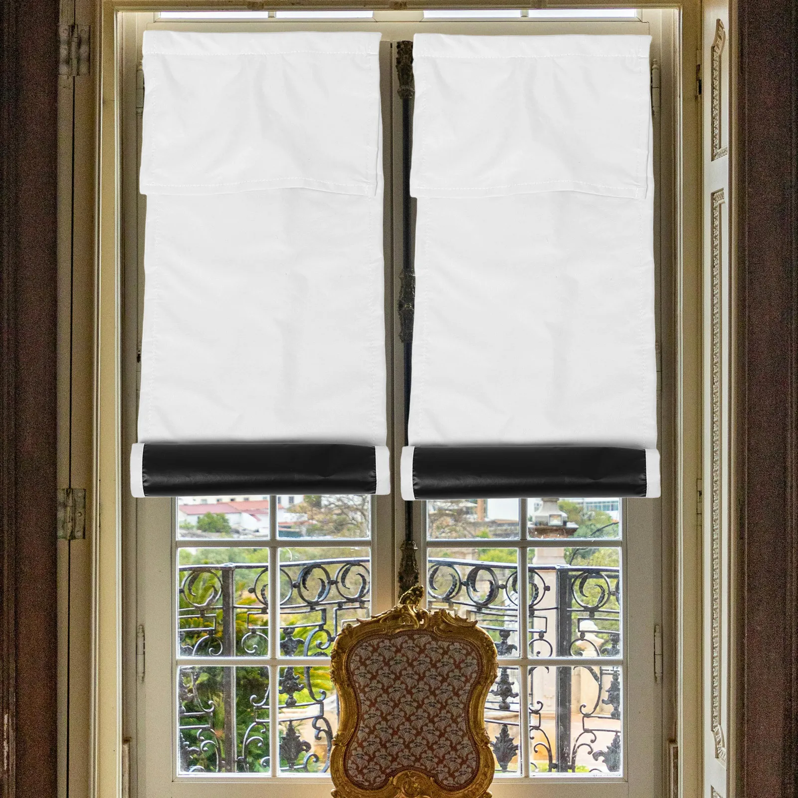 

Thermal Insulated White Blackout Door Curtain No Drill Easy Install Privacy Front Sliding Patio Small Window Cover