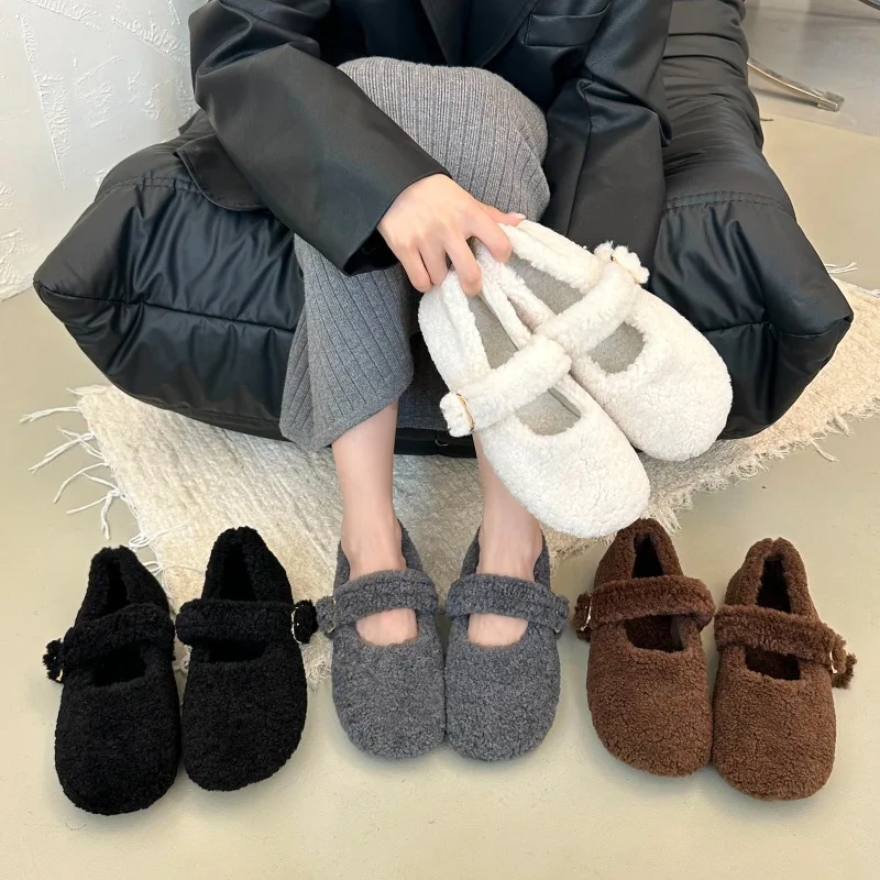 Winter Shoes Women Round Toe Slip-on Female Footwear Loafers Fur Casual Sneaker Autumn Modis Slip on Dress Moccasin New Fall