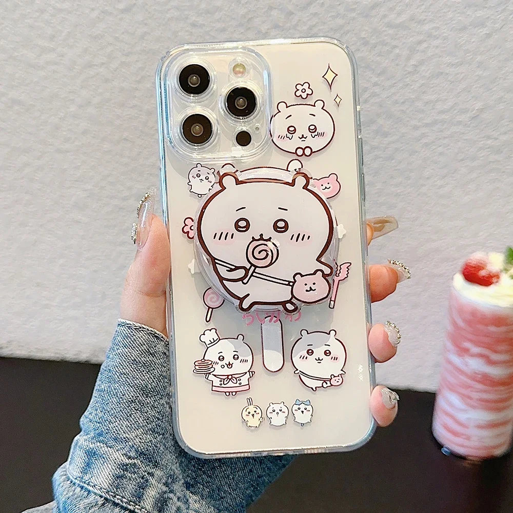 Cartoon Cute Rabbit U-Usagis for Magsafe Magnetic Bracket Phone Case for IPhone 15 14 13 12 11 Pro Max Anti-fall Back Cover Gift