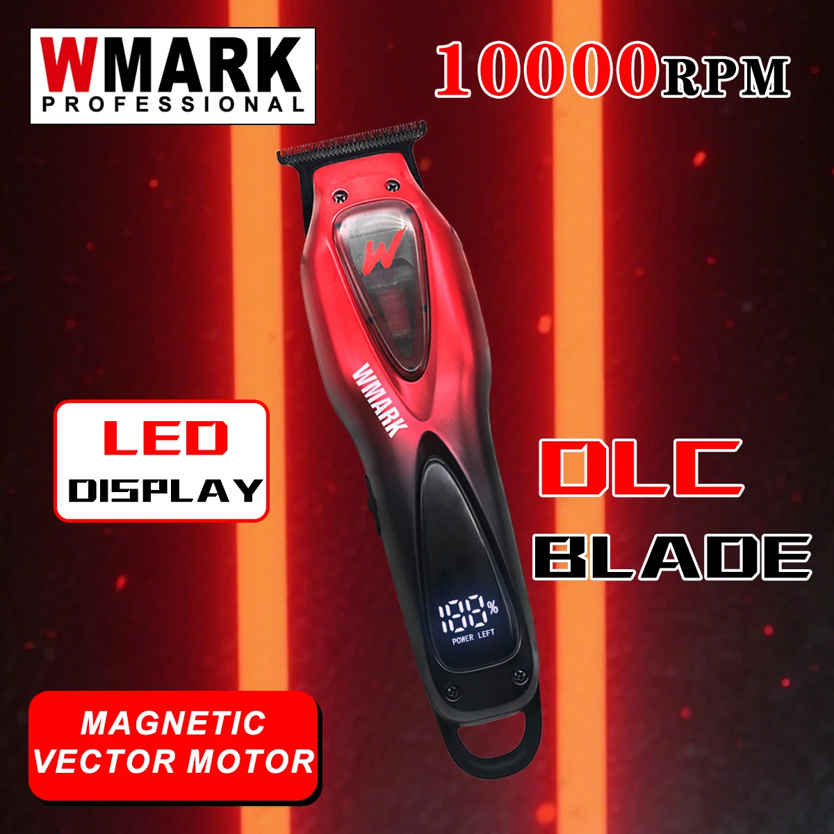 Wmark-NGIF2 Hair Trimmer for Men DLC Blade Vector Motor 10000RPM LED Display 2500mAh Professional Barber Hair Cutting Machine