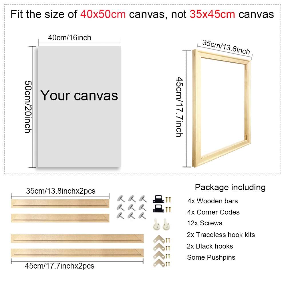 40X60 50X70 60X90 60X120 Diy Houten Frame Kit Voor Canvas Olieverf Frame Staven Hout Frame Voor Diamond Painting Muurkunst Frame