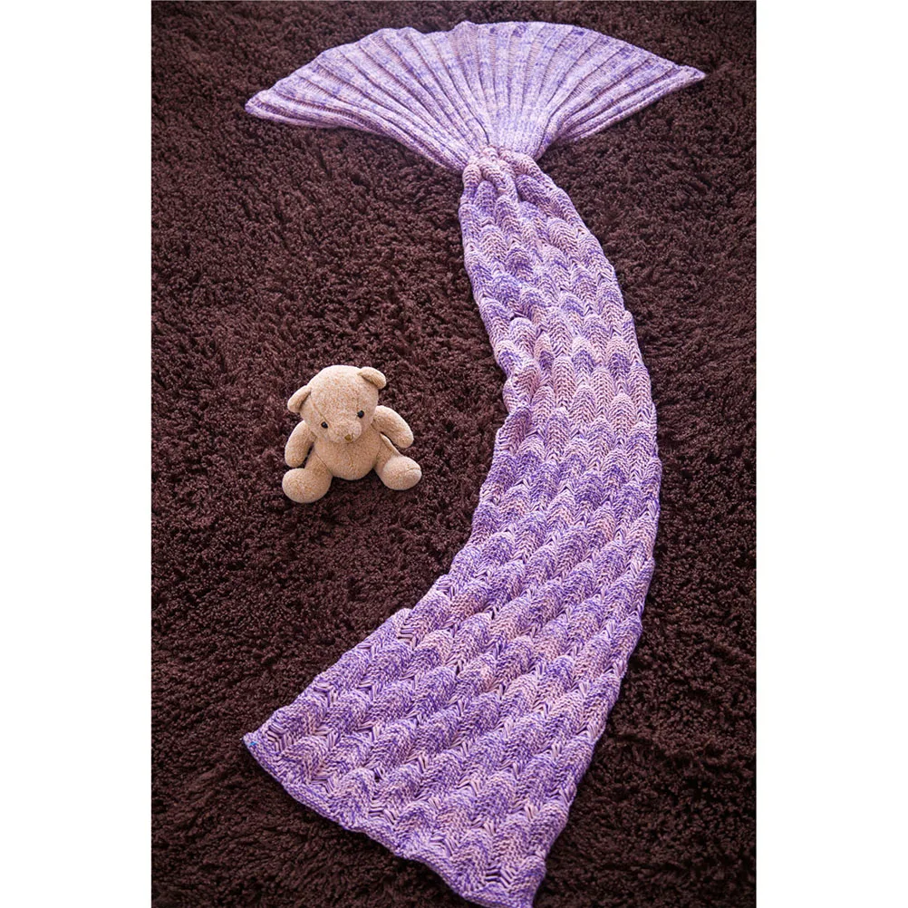 

Eco-friendly Kids Mermaid Blanket Air Conditioning Soft Acrylic Fiber Stylish Non-pilling Shrink-proof All Seasons