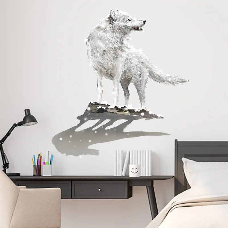 Wolf Vinyl Tile Wall Stickers For Living Room Decoration Bedroom Accessories Wall Decor Adhesive Wallpaper Room Decor Home Decal