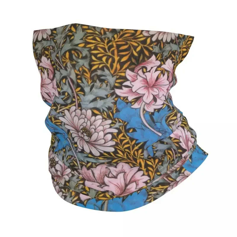 William Morris Chrysanthemums Flowers Design Bandana Neck Warmer Winter Hiking Ski Scarf Gaiter Bohochic Floral Face Cover