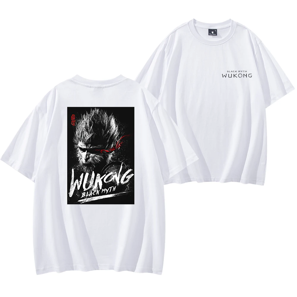 Black Myth Wukong Style Short Sleeve T-shirt Wukong Casual Tee Vintage Fashionable Shirts