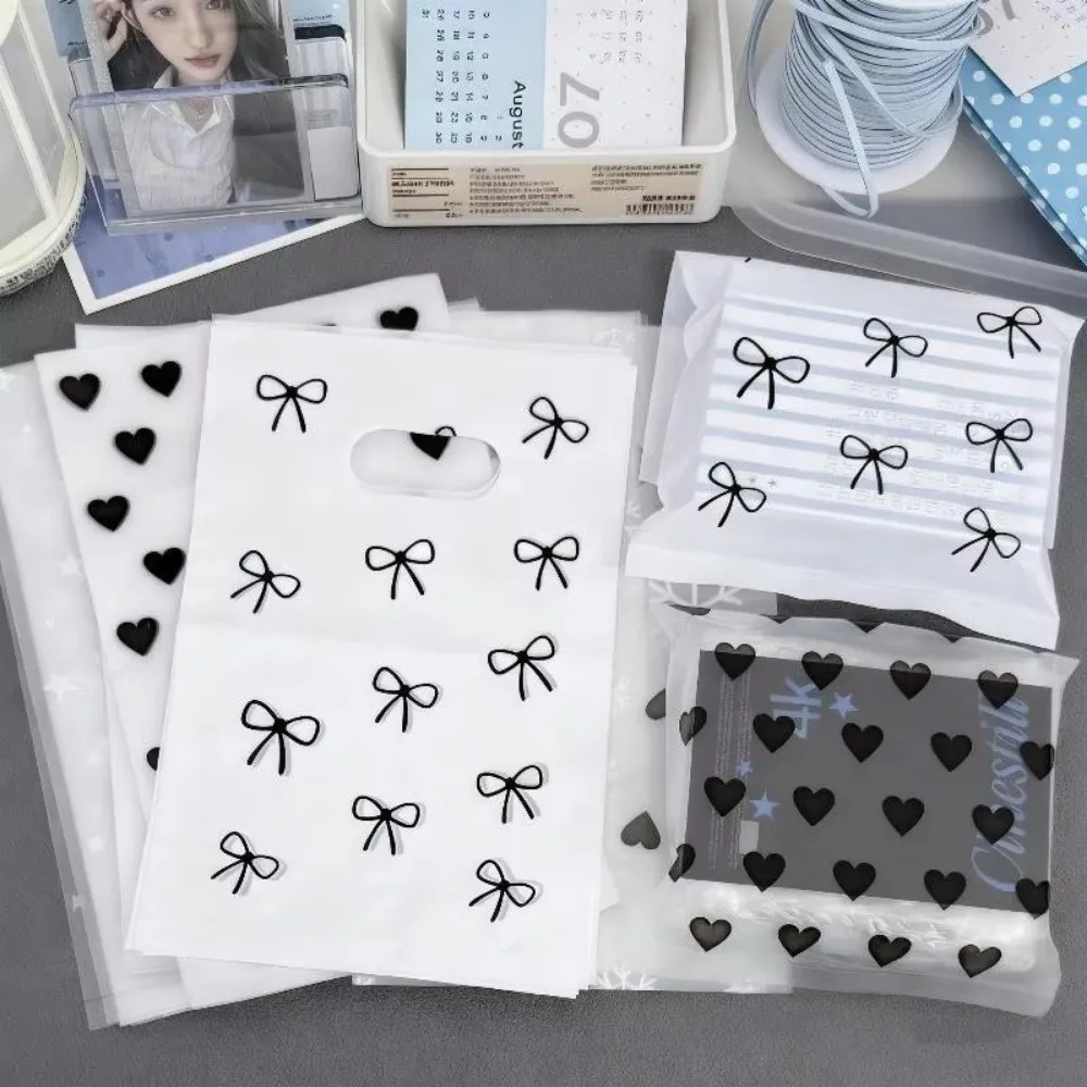 10pcs/bag INS Self-sealing Bowknot Gift Bag Translucent White Frosted Material Small Card Packaging Bags Packaging Pouch