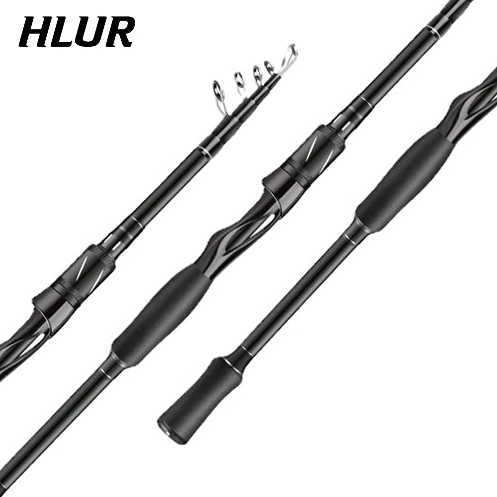 HLUR Baitcasting Spinning Mini Fishing Rod 6 Section 1.8M-2.7M Travel Carbon Casting Weight 109-141g Fast Ultralight Lure Pole