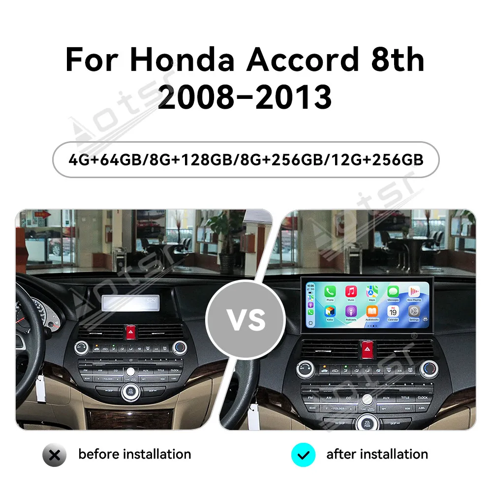 

For Honda Accord Crosstour 2008-2013 15.8 Inch In-Dash Touchscreen Car Radio GPS Nav Carplay Android Auto Plug & Play Upgrade