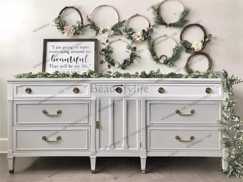 

American solid wood chest of drawers light luxury living room storage drawer storage cabinet