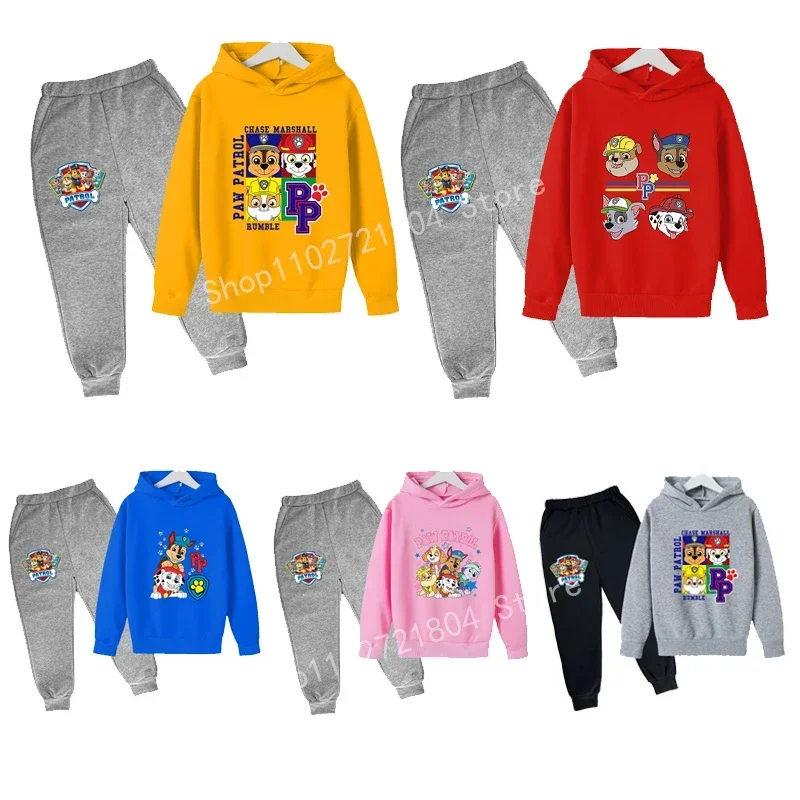 PAW Patrol Hoodie Pants Suit Autumn Cartoon Pullover Cute Anime Winter Warm Sweater Boys Girls Sweatshirt Fashion Outdoor Wear