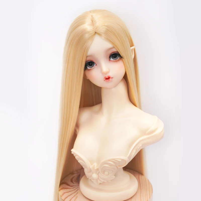 Doll's Wig for 1/3 1/4 Bjd Doll Soft Silk Medium Length Straight Hair Dress Up Girl Toys Play House Doll Accessories, No Doll