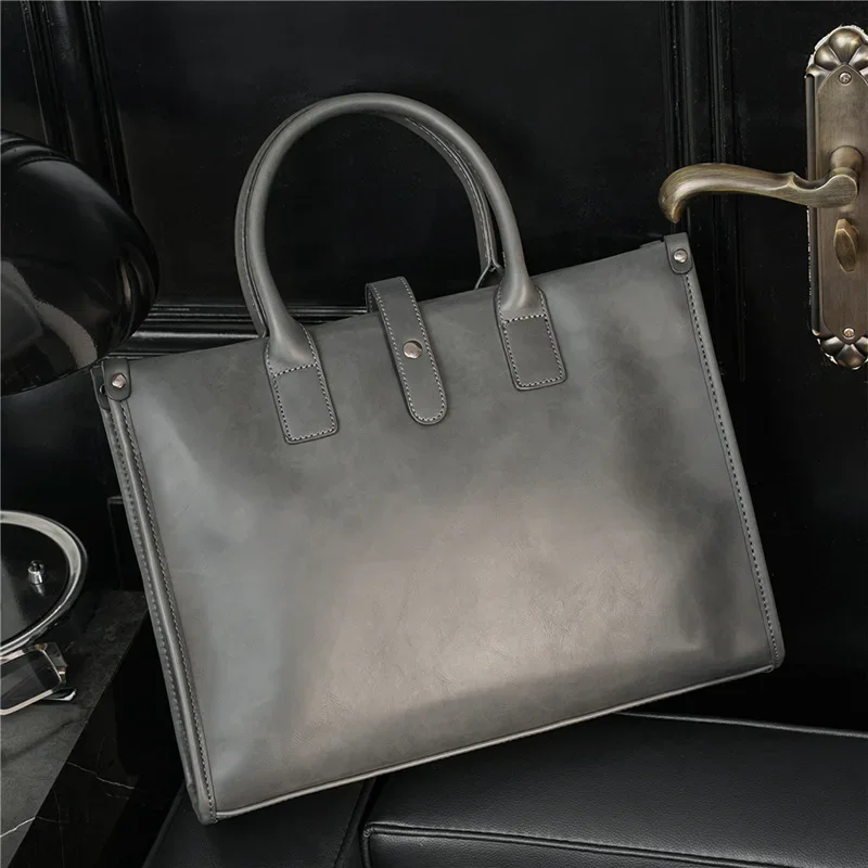Retro Briefcase Men Handbags Shoulder Bags Business File Crossbody Bag Luxury Leather Men's Briefcase Large Capacity Laptop Bags