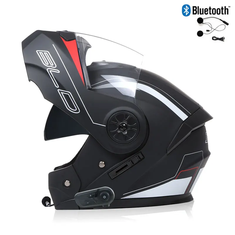 Casco da Moto ribaltabile con visiera parasole interna Dual Lens caschi da Moto integrale con attrezzature per Moto Bluetooth