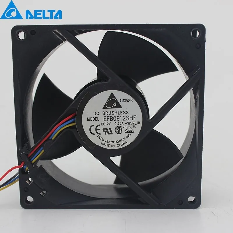 

1pcs EFB0912SHF 12V 0.75A 9032 90mm 90*90*32mm 4 line winds of double ball bearing cooling fan for delta