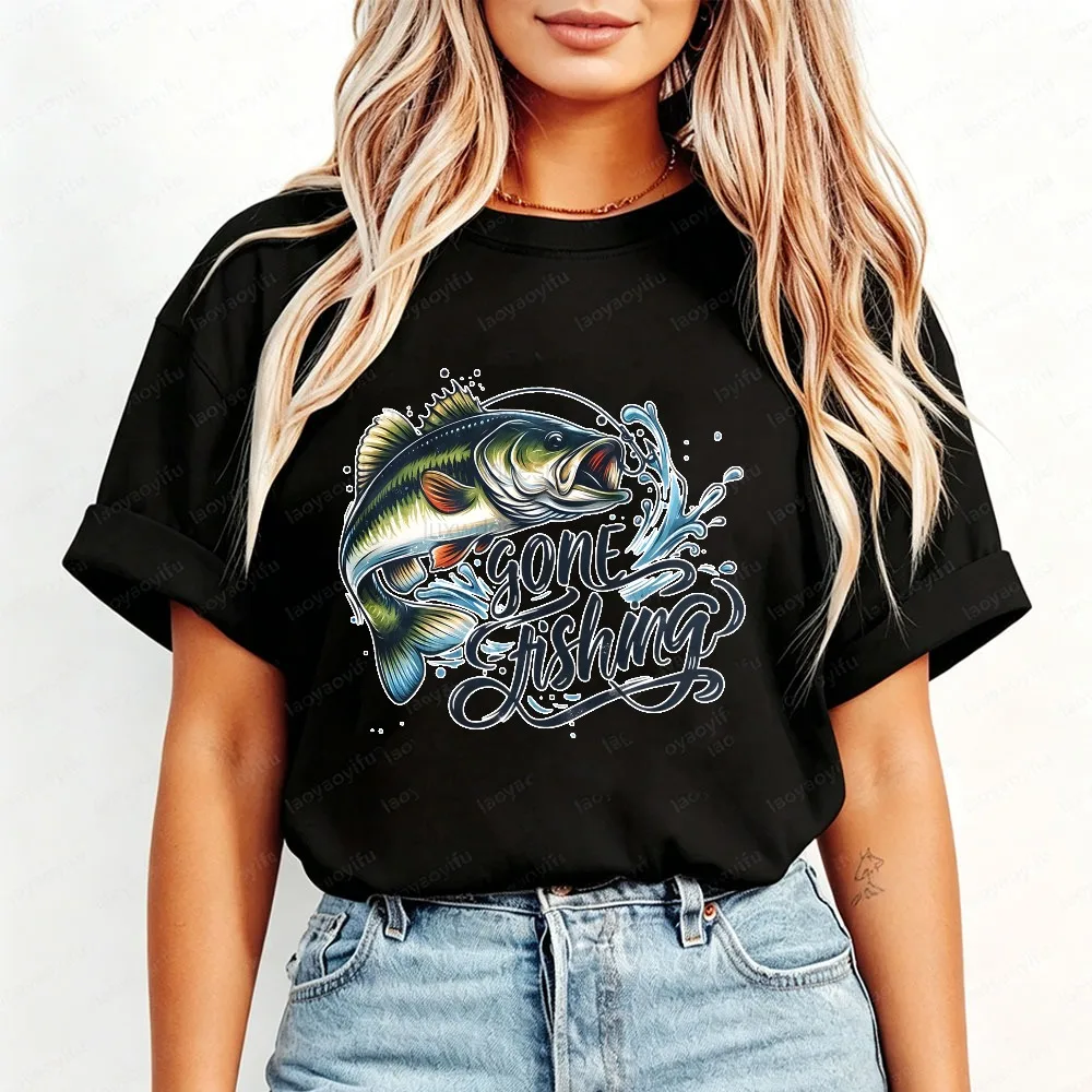 Gone Fishing Tee Fisherman Unisex Fashion Streetwear Casual Angler Tee Retro Cotton Graphic Tshirts  Fishing Fanatics T-Shirt