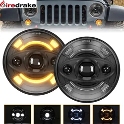 7 Inch Led Round Wrangler Headlight for Jeep JK Harley Round H4 H13 Headlight 240W 25000LM Super Bright Headlamp 6000K 9-32V