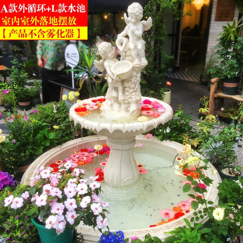 Large European style fountain living room sculpture, outdoor rockery, fish pond, courtyard, water landscape garden decoration