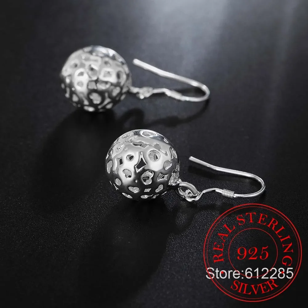 100% 925 Sterling Silver Hollow Ball Vintage Long Drop Dangle Earrings For Women 2024 Engagement Wedding Party Jewelry Gift image 5