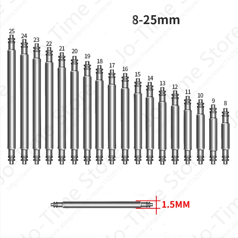 270pcs/Set Watch Accessories Watchband Stainless Steel Metal Spring Bars 8mm - 25mm Strap Belt Repair Watch Spring Bar Tool