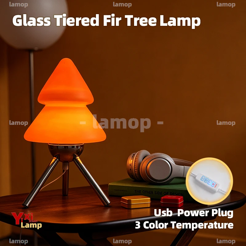 Murano Glass Tiered Cone Shade Table Lamp Adjustable Light Mode Minimalist Lamp For Study Desk Guest Room Layout Decor