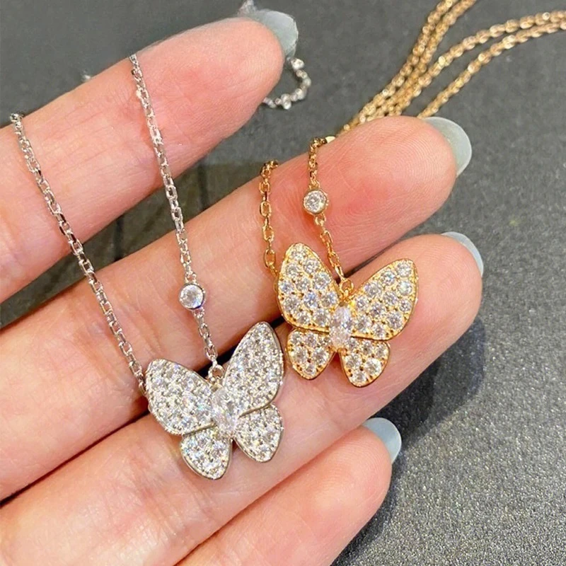 

0.3CT Trendy Marquise Cut Moissanite Pendant Necklace For Women Original S925 Sterling Silver Butterfly Lady Clavicle Chain 2023