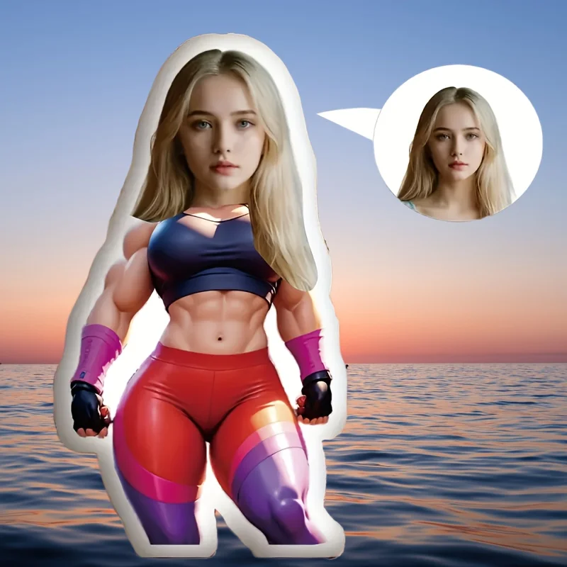 Customized fitness beauty muscle facial photo pillow soft, double-sided digital printing, home decoration, sofa, bedding