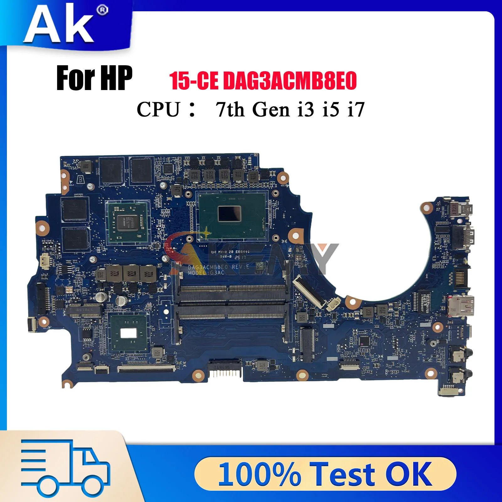 

DAG3ACMB8E0 для ноутбука HP Omen 15-CE 15T-CE, материнская плата с процессором i5 i7 RX550, 2 ГБ графического процессора, протестировано нормально