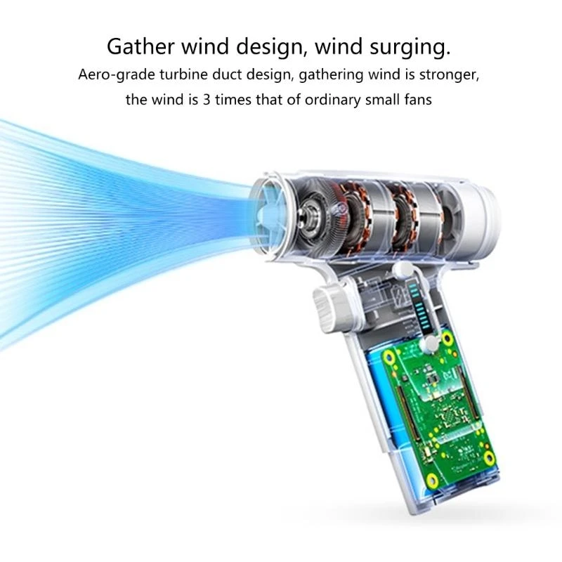 Mini ventilateur portable ventilateur 8000mAh souffleur d'air avec 150000 / min 6 vitesses ajustement USB rechargeable