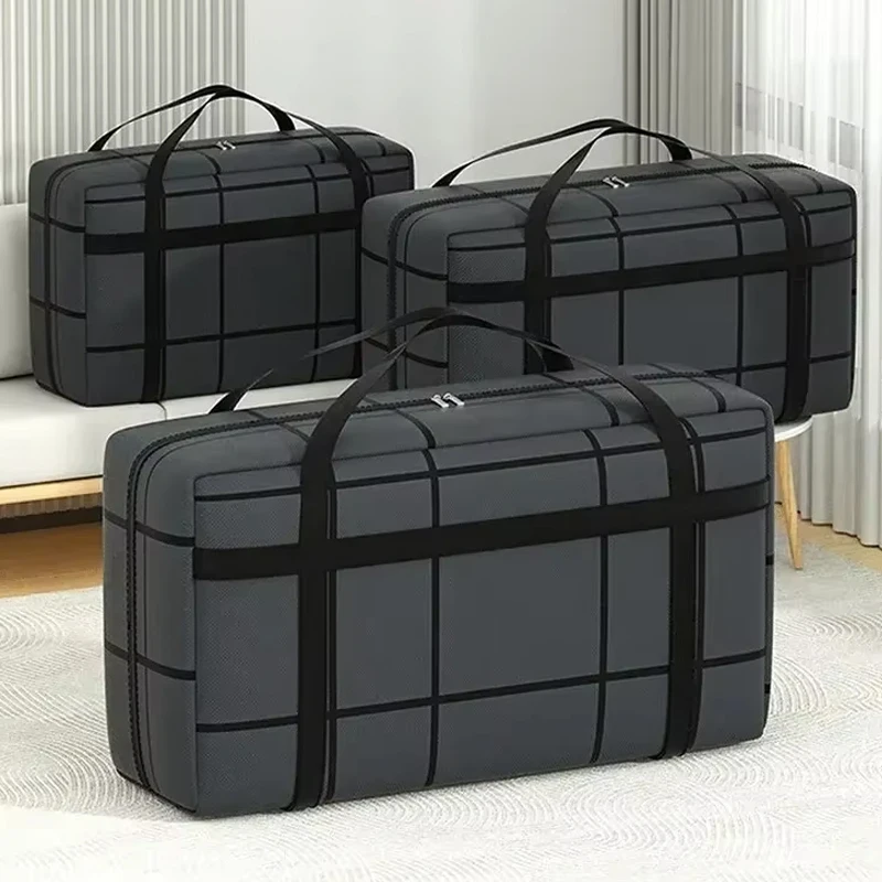 1Pc New Large Capacity and Super Load-bearing Black Composite Material Storage Bag, Dustproof and Moisture-proof with Zipper