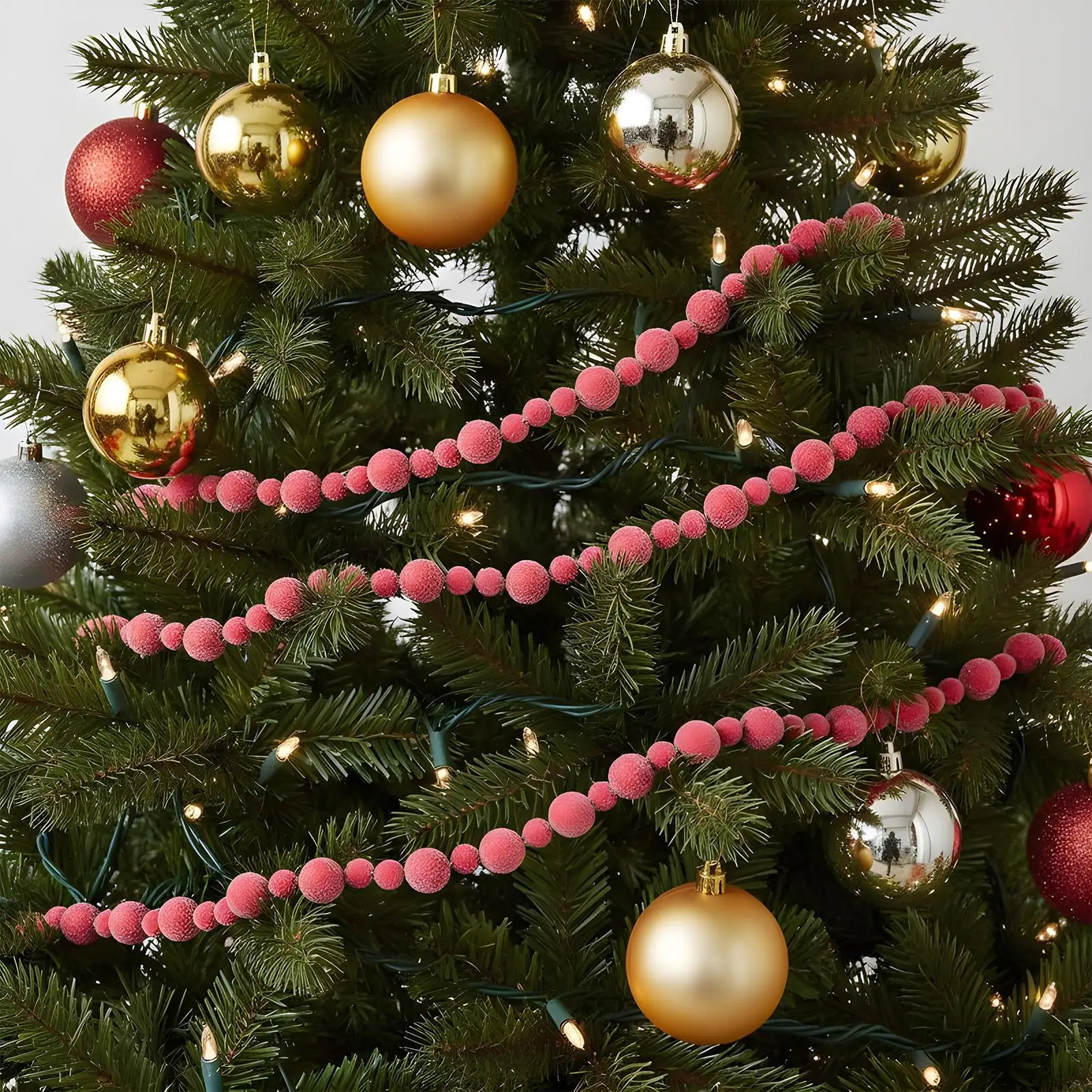 

Ягодная гирлянда для украшения 108,27 дюймов, реалистичный искусственный праздничный искусственный рождественский декор для входной двери для уличной кухни